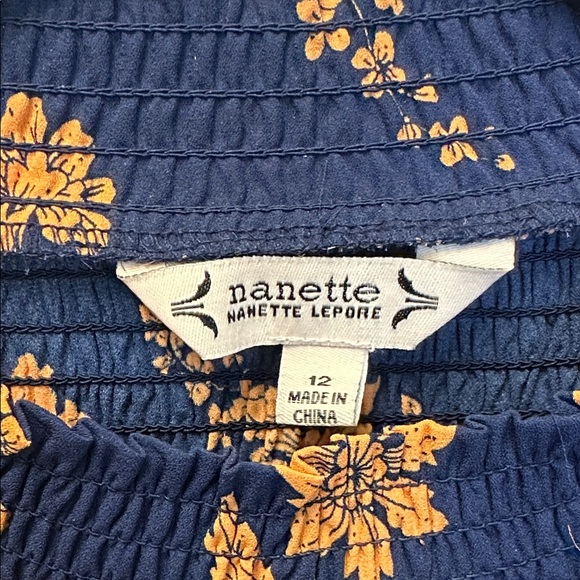 Nanette Lepore Floral Midi Dress in Navy and Orange - Picture 2 of 4